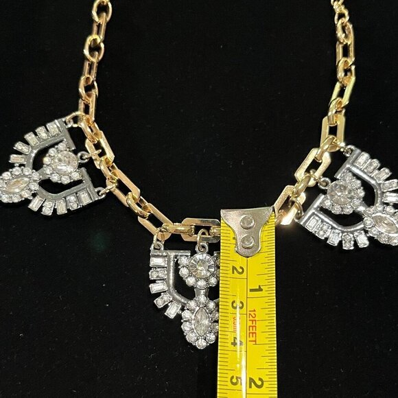Stella & Dot for The Limited Two-Tone Art Deco Rhinestone Statement Bib Necklace - Picture 11 of 11